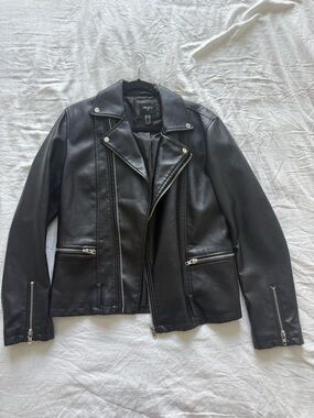 Black Faux Leather Moto Jacket